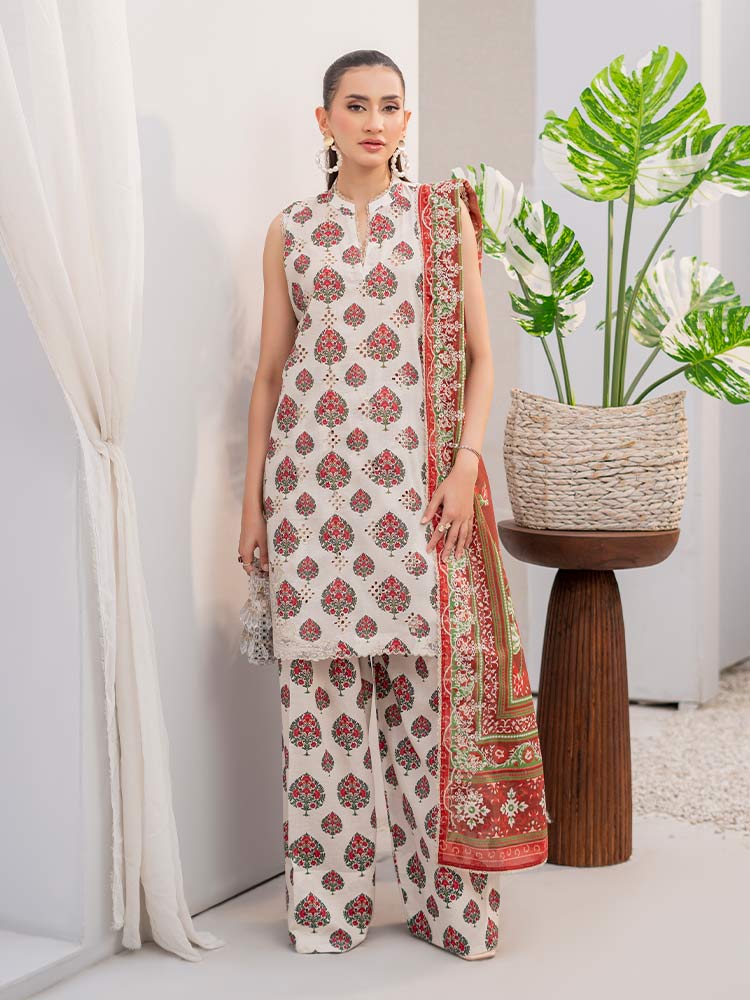 3 Piece Unstitched Digital Printed Lawn Suit ( Fine Printed Lawn Dupatta ) main image 1