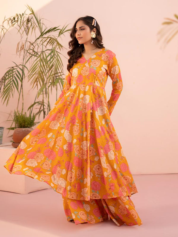 ZEENISH 2 Pieces Unstitched Digital Printed Zari Lawn Suit