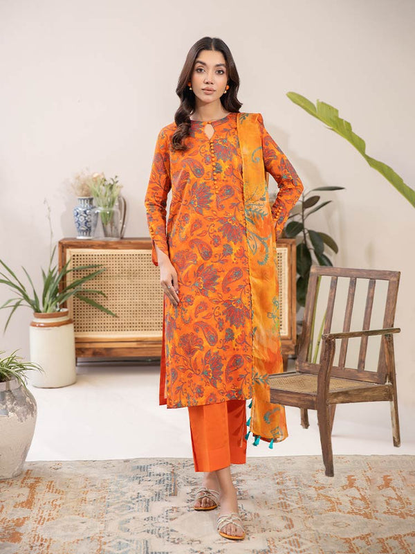 PEECAN 3 Pieces Unstitched Digital Printed Lawn Bana Dora Suit