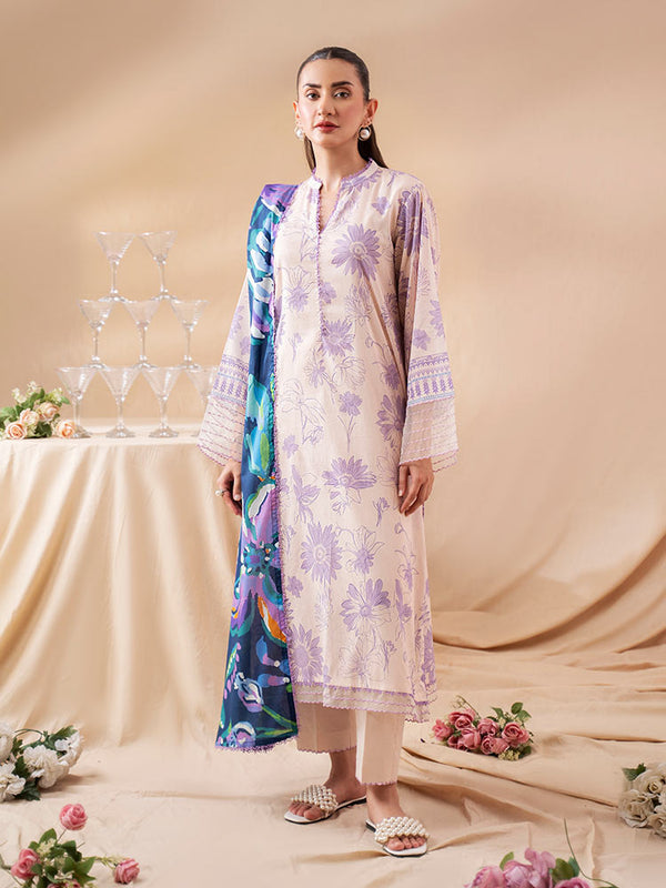 AAJ 3-Piece Unstitched Digital Printed Lawn Suit