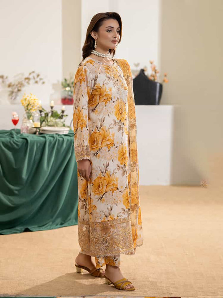 NOA Exclusive Ladies Suit, Embroidered Organza Sequence Suit, Digital Print Lawn Suit, Golden Border Dupatta Set, Women’s Wedding Suit, Festive Party Wear Suit, Premium 3-Piece Women’s Outfit, Multi-Brosha Lawn Dupatta, Luxury Embroidered Suit, Elegant Ladies Suit Collection.