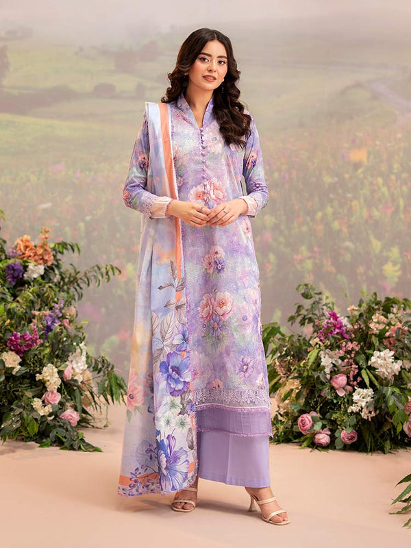 CHIKANKARI 3-Piece Unstitched Digital Printed Lawn Suit