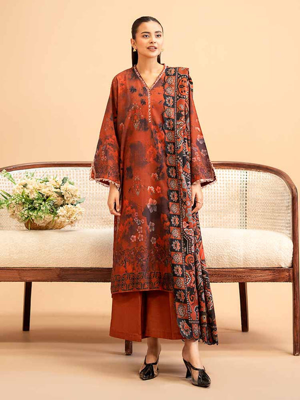 POP GUL 3-Piece Unstitched Digital Printed Khaddar Suit