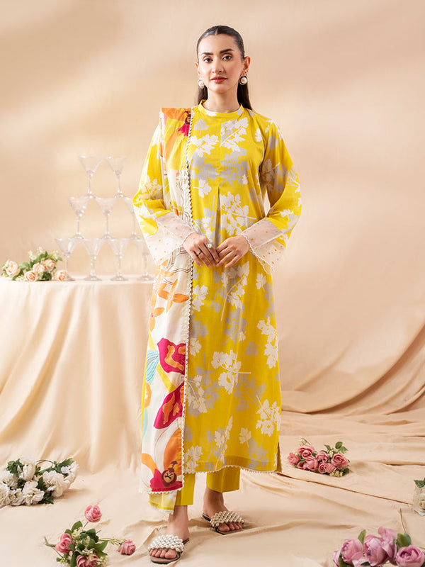 AAJ 3-Piece Unstitched Digital Printed Lawn Suit