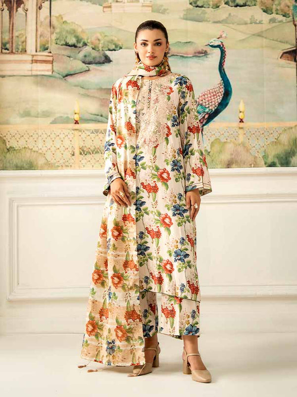 NOA 3-Piece Unstitched Digital Printed Linen Bana Dora Suit