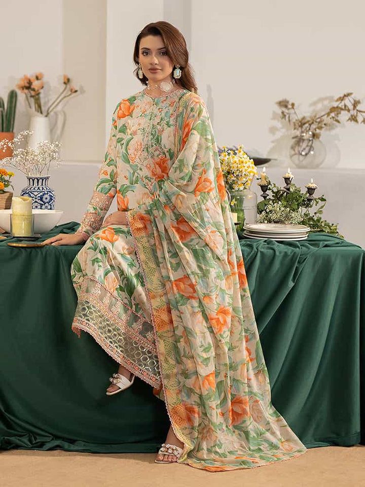 NOA Exclusive Ladies Suit, Embroidered Organza Sequence Suit, Digital Print Lawn Suit, Golden Border Dupatta Set, Women’s Wedding Suit, Festive Party Wear Suit, Premium 3-Piece Women’s Outfit, Multi-Brosha Lawn Dupatta, Luxury Embroidered Suit, Elegant Ladies Suit Collection.