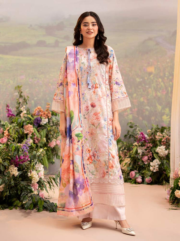 CHIKANKARI 3-Piece Unstitched Digital Printed Lawn Suit