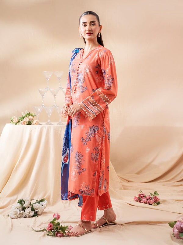 AAJ 3-Piece Unstitched Digital Printed Lawn Suit