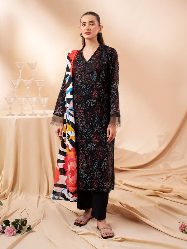 AAJ 3-Piece Unstitched Digital Printed Lawn Suit