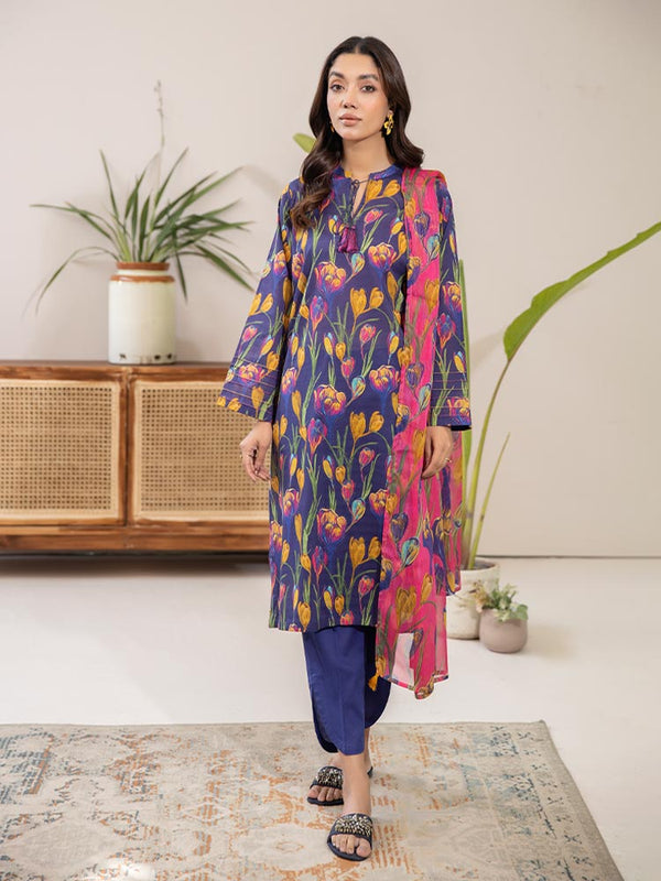 PEECAN 3 Pieces Unstitched Digital Printed Lawn Bana Dora Suit