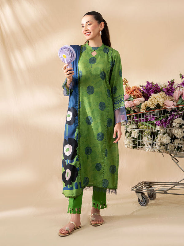 AAJ 3-Piece Unstitched Digital Printed Lawn Suit