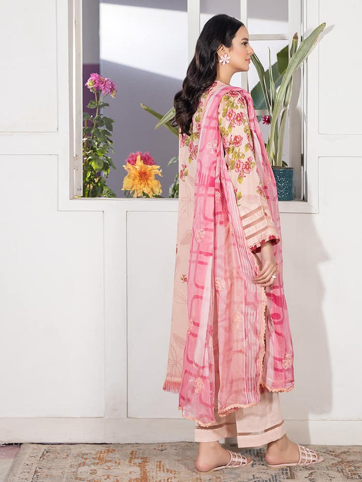 GUL PASAND Premium 3-Piece Lawn Suit with digital printed embroidery, dyed cambric cotton trousers, and embroidered chiffon dupatta.