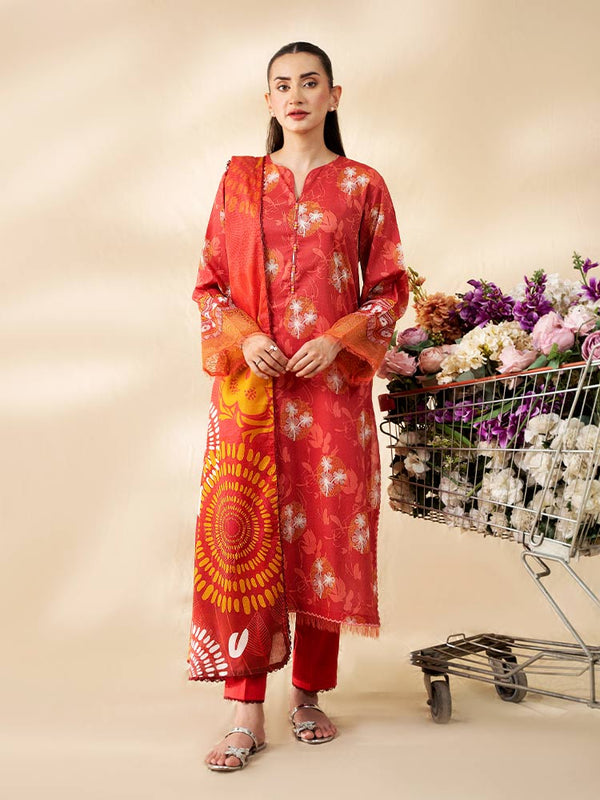 AAJ 3-Piece Unstitched Digital Printed Lawn Suit