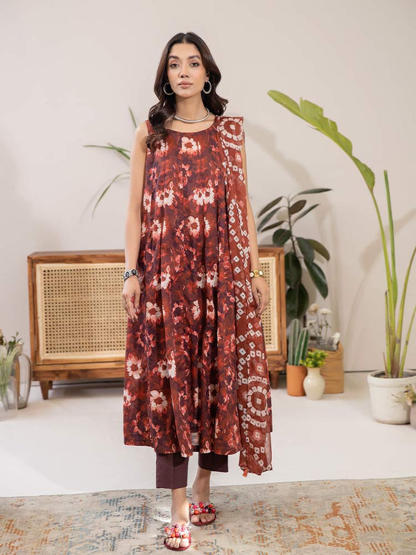PEECAN 3 Pieces Unstitched Digital Printed Lawn Bana Dora Suit