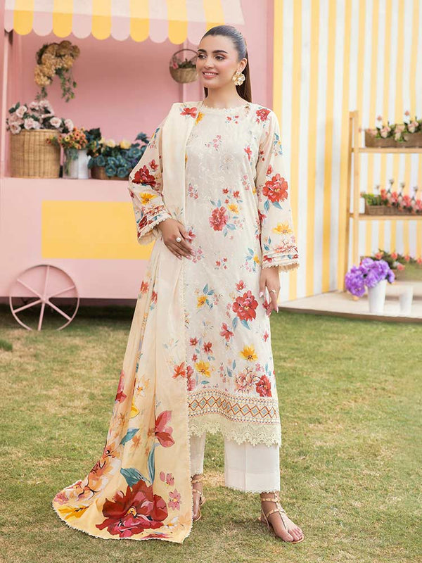 CHIKANKARI 3-Piece Unstitched Digital Printed Lawn Suit