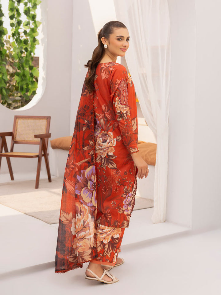 Discover the ZARIA Premium 3 Pieces Unstitched Lawn Suit, featuring digital printed lawn fabric with organza sequence embroidery. Perfect for festive occasions, this suit includes a shirt, trouser, and dupatta for a stylish and elegant look