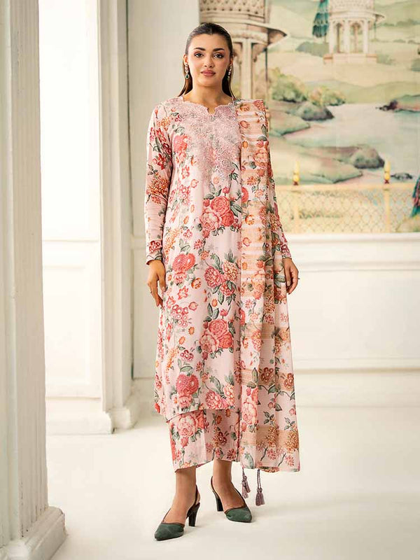 NOA 3-Piece Unstitched Digital Printed Linen Bana Dora Suit
