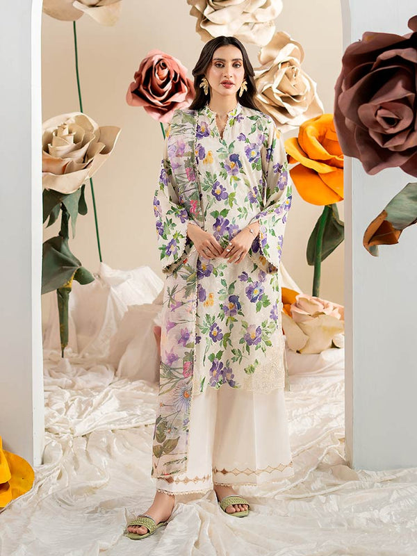 TABSUM 3-Piece Unstitched Digital Printed Lawn Suit