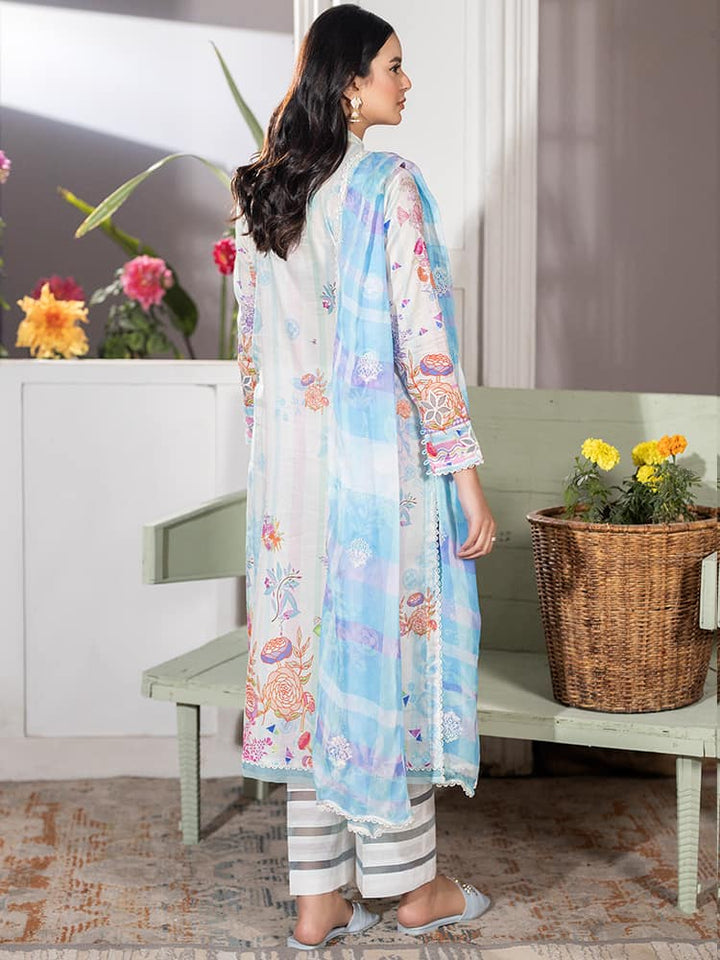 GUL PASAND Premium 3-Piece Lawn Suit with digital printed embroidery, dyed cambric cotton trousers, and embroidered chiffon dupatta.