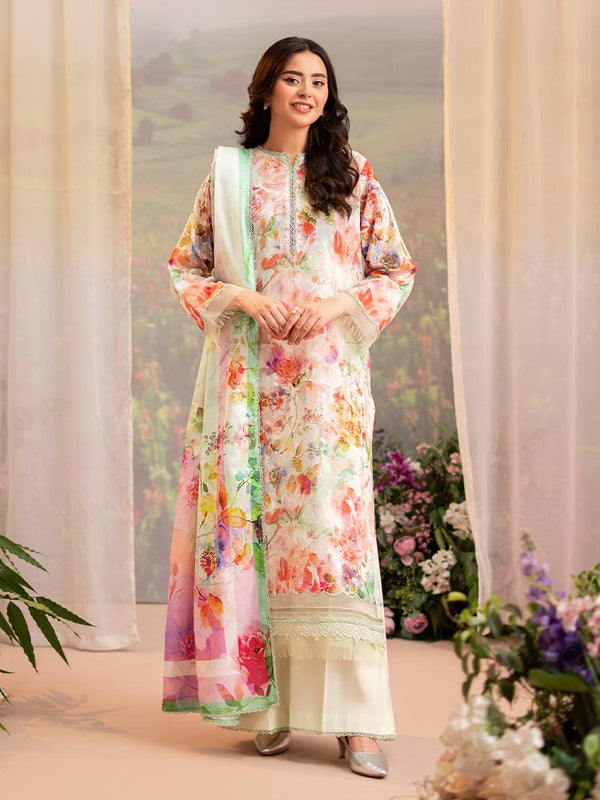 CHIKANKARI 3-Piece Unstitched Digital Printed Lawn Suit