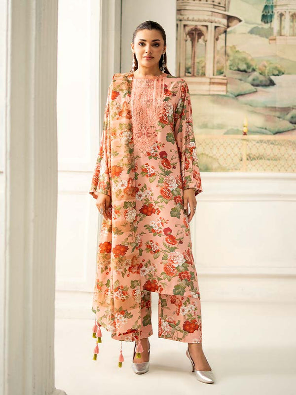 NOA 3-Piece Unstitched Digital Printed Linen Bana Dora Suit