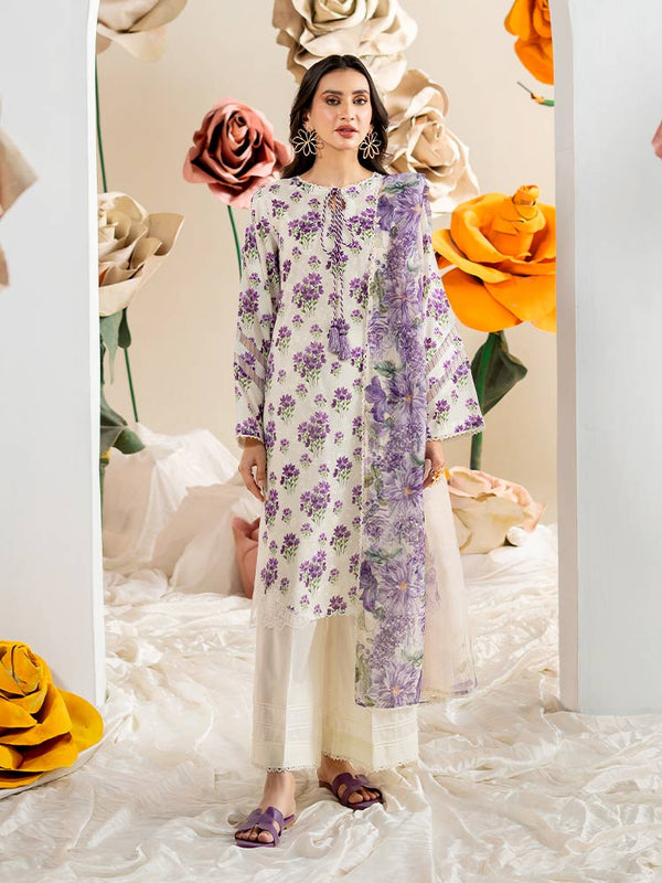 TABSUM 3-Piece Unstitched Digital Printed Lawn Suit