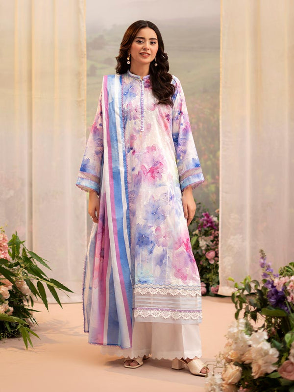 CHIKANKARI 3-Piece Unstitched Digital Printed Lawn Suit