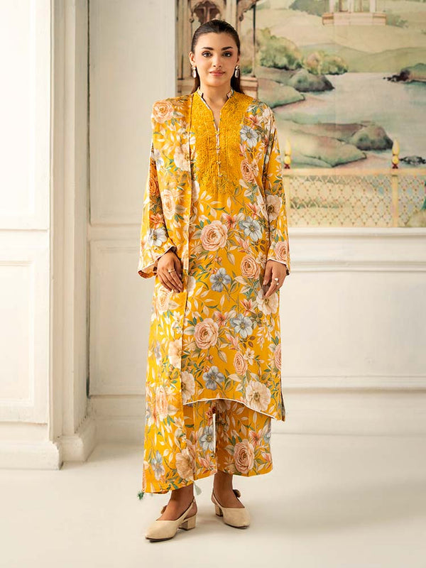 NOA 3-Piece Unstitched Digital Printed Linen Bana Dora Suit