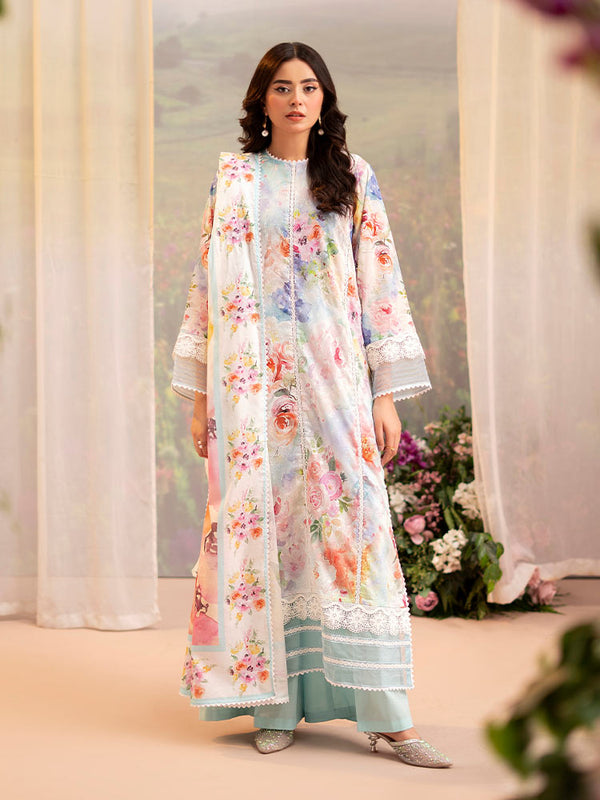 CHIKANKARI 3-Piece Unstitched Digital Printed Lawn Suit