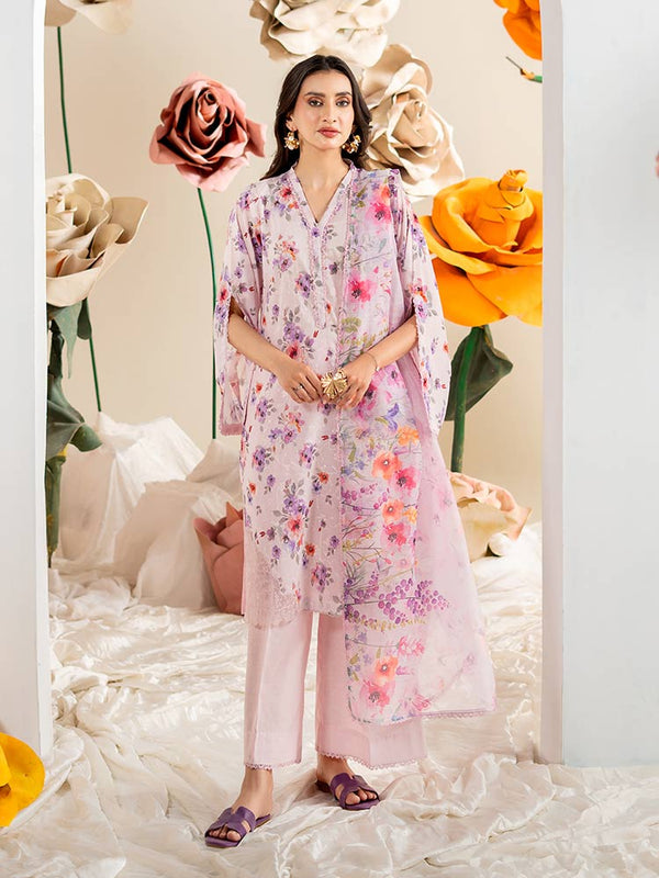 TABSUM 3-Piece Unstitched Digital Printed Lawn Suit