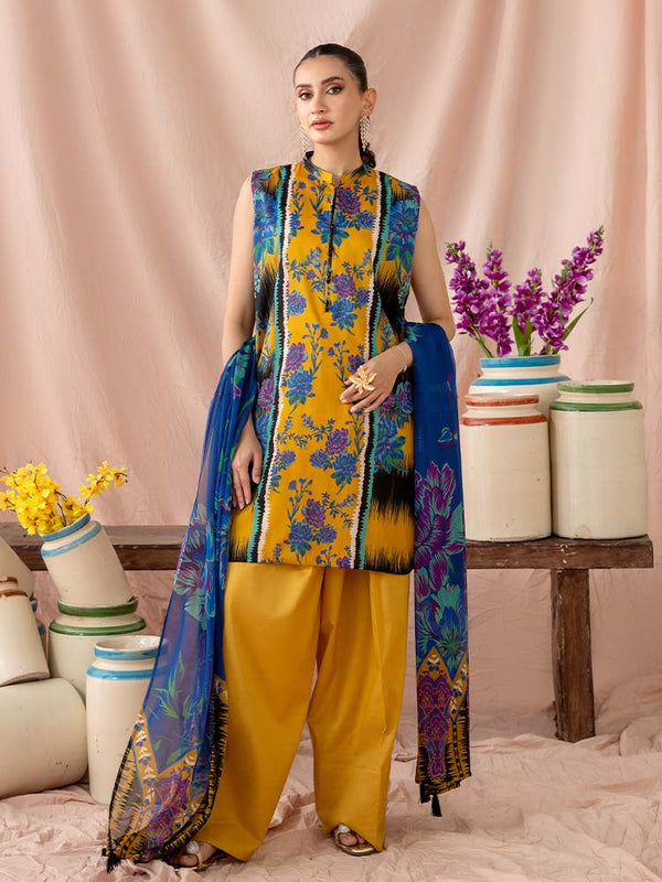 ROSHNI 3-Piece Unstitched Digital Printed Lawn Suit
