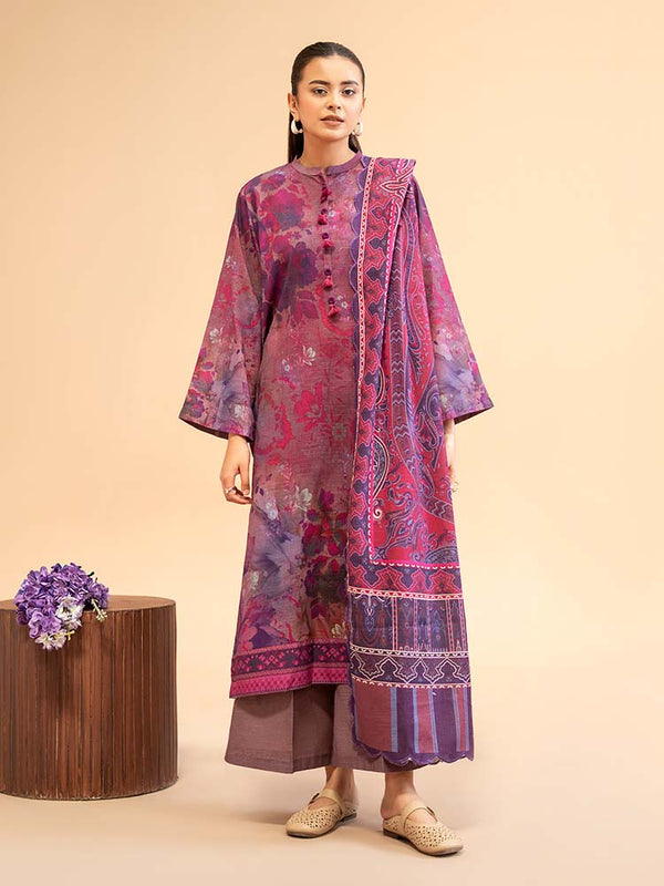 POP GUL 3-Piece Unstitched Digital Printed Khaddar Suit