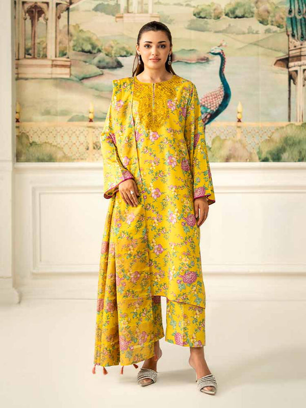 NOA 3-Piece Unstitched Digital Printed Linen Bana Dora Suit