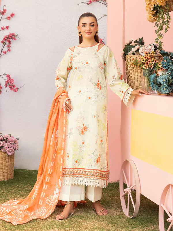 CHIKANKARI 3-Piece Unstitched Digital Printed Lawn Suit