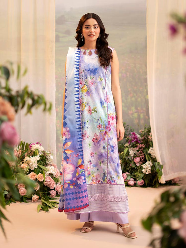 CHIKANKARI 3-Piece Unstitched Digital Printed Lawn Suit