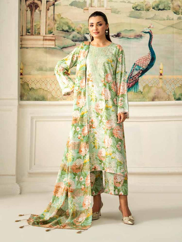 NOA 3-Piece Unstitched Digital Printed Linen Bana Dora Suit