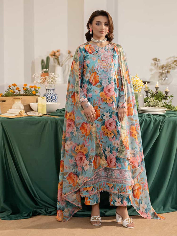 NOA Exclusive Ladies Suit, Embroidered Organza Sequence Suit, Digital Print Lawn Suit, Golden Border Dupatta Set, Women’s Wedding Suit, Festive Party Wear Suit, Premium 3-Piece Women’s Outfit, Multi-Brosha Lawn Dupatta, Luxury Embroidered Suit, Elegant Ladies Suit Collection.