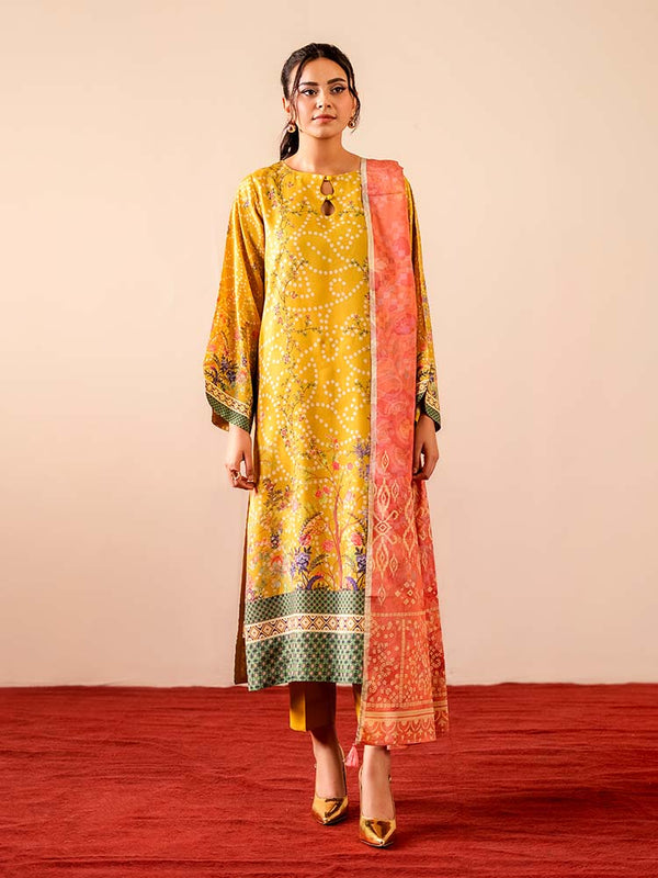 GEET 3-Piece Unstitched Digital Printed Linen Suit