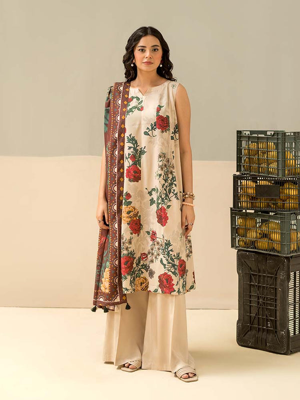 SAREENA 3-Piece Unstitched Digital Printed Linen Suit