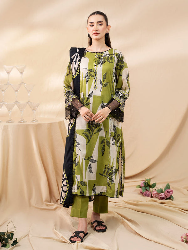 AAJ 3-Piece Unstitched Digital Printed Lawn Suit